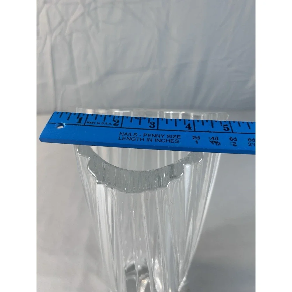 Vintage‎ Clear Cut Glass Vase Heavy Ribbed Crystal Look 9